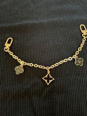Gold Charm Chain Bag charm  with Black Enamel Accents unbranded New